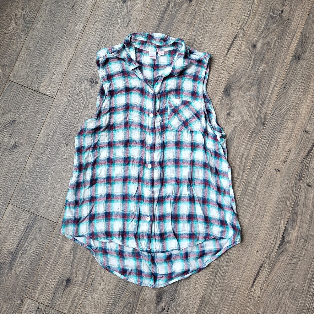 BONGO Sleeveless Flannel Tunic {XL}